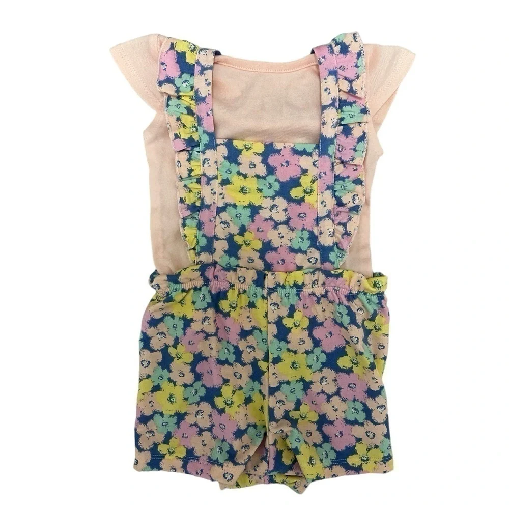 Wonder Nation Girls 12 Months Floral Jumpsuit With Bow Set New With Tags